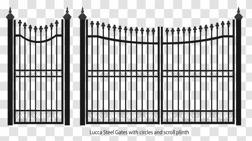 Fence Gate Wrought Iron Steel - Black And White Transparent PNG