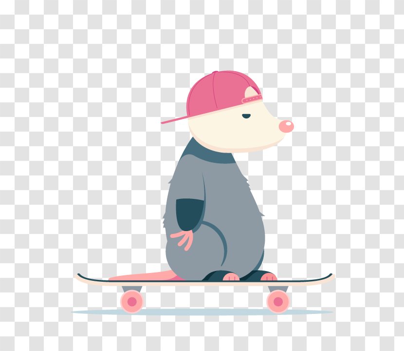 Skateboard Pink Cartoon Skateboarding Equipment Recreation - Mouse Sports Transparent PNG