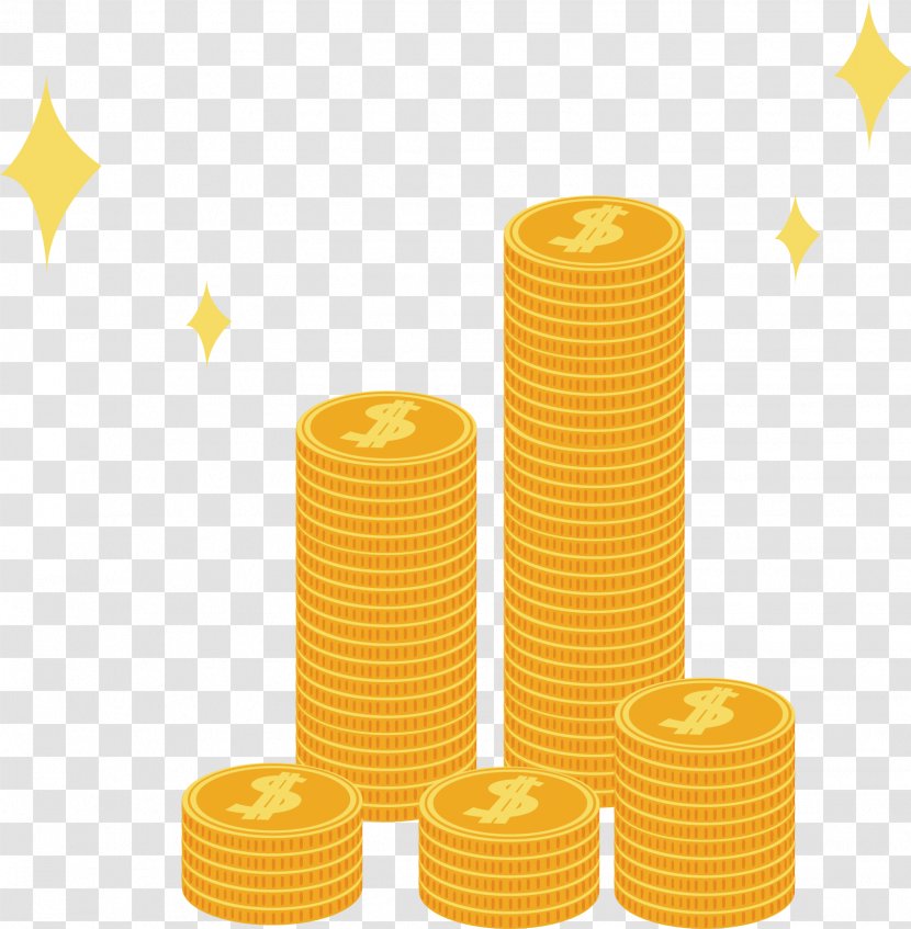 Gold Coin Computer File - Coins Stacked Vector Transparent PNG