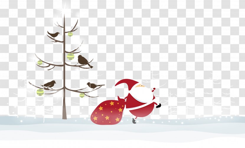 Santa Claus Christmas Tree Illustration - Vector Transparent PNG