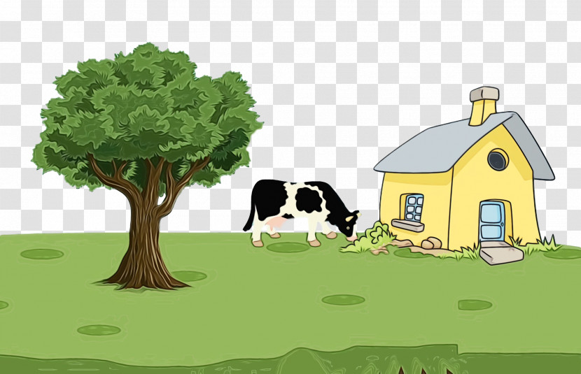 Cartoon Green Landscape M-tree Computer Transparent PNG