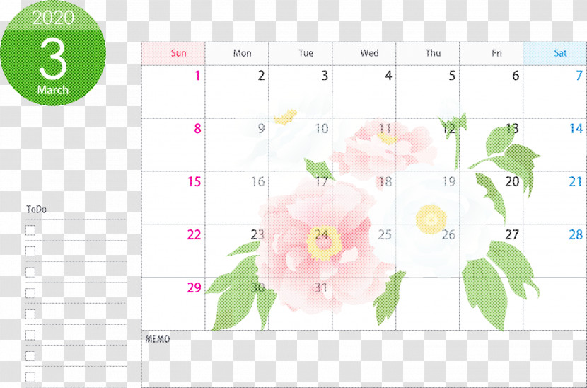 March 2020 Calendar March 2020 Printable Calendar 2020 Calendar Transparent PNG