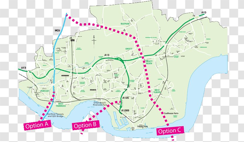 Lower Thames Crossing River Orsett Map Road - Third News Transparent PNG