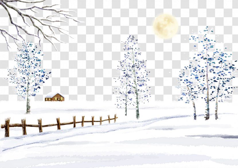 Daxue Snow Winter Cartoon - Sky - Fences And Trees Transparent PNG