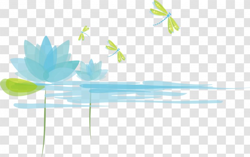 Graphic Design Illustration - Computer - Hand-painted Flowers Cartoon Dragonfly Transparent PNG