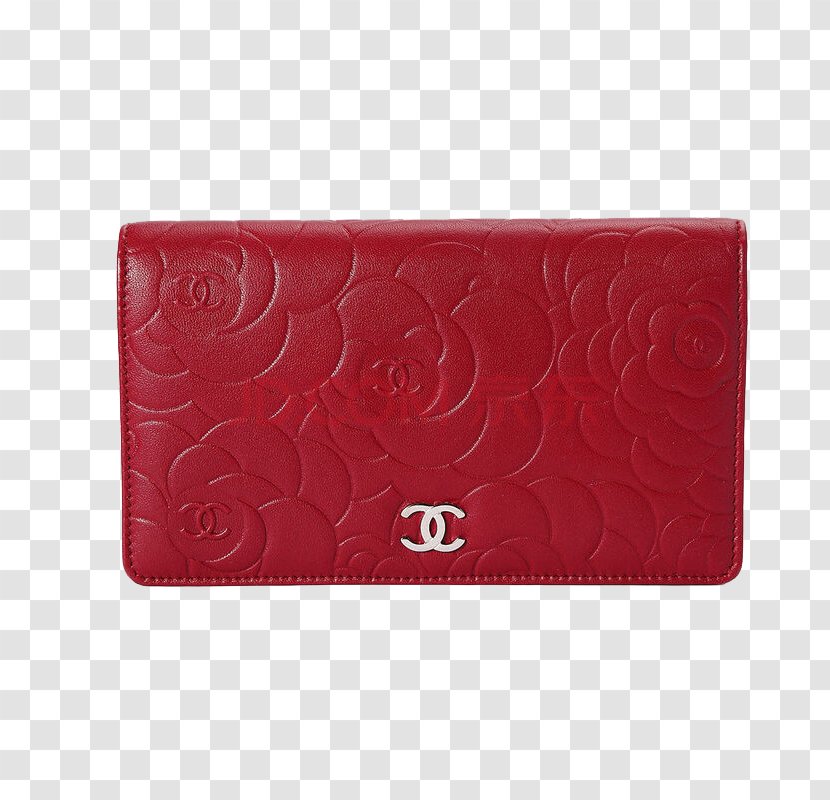 Wallet Leather Coin Purse - Chanel Dark Red Roses Sheepskin Transparent PNG