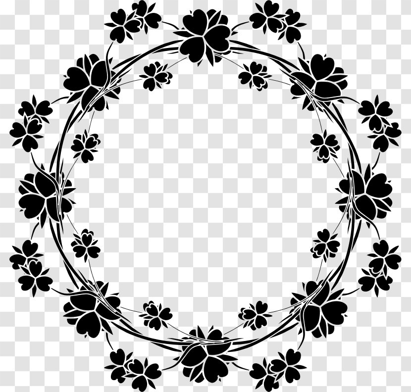 Floral Design Drawing Clip Art - Black And White Transparent PNG