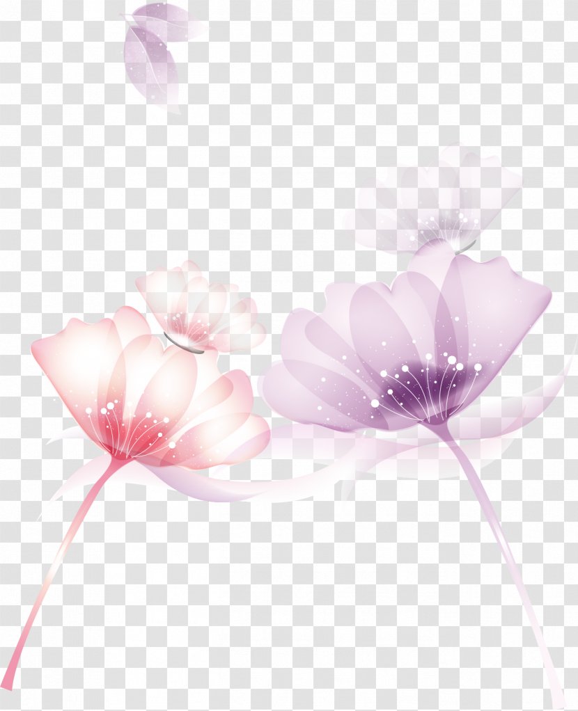 Clip Art - Petal - Pink -painted Flowers Purple Fantasy Decorative Pattern Transparent PNG