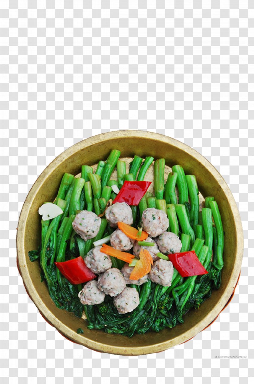Meatball Vegetarian Cuisine Beef Ball Asian Dish - Garnish - Vegetables Fried Meatballs Transparent PNG