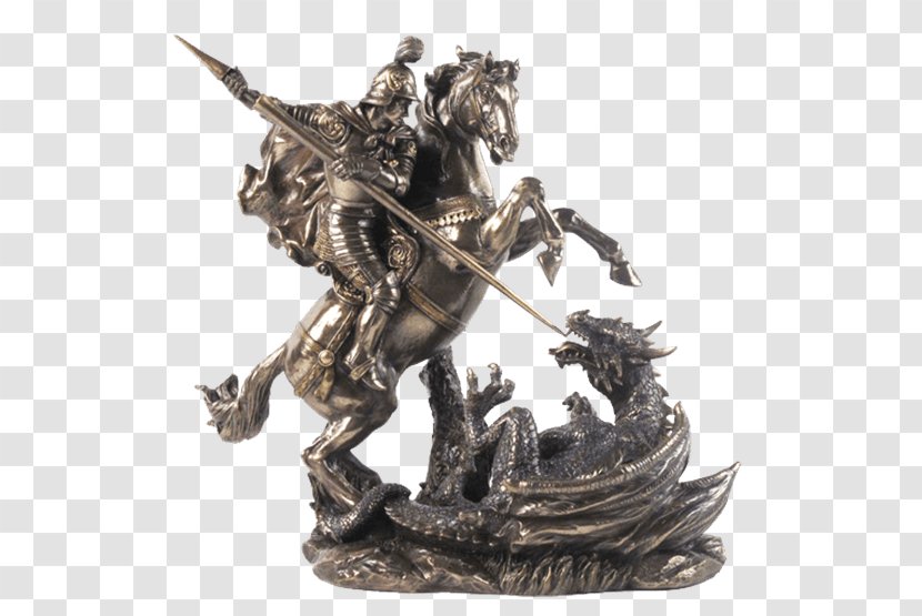 Statue Of Saint George, Prague Castle George And The Dragon Sculpture Figurine - Metal Transparent PNG