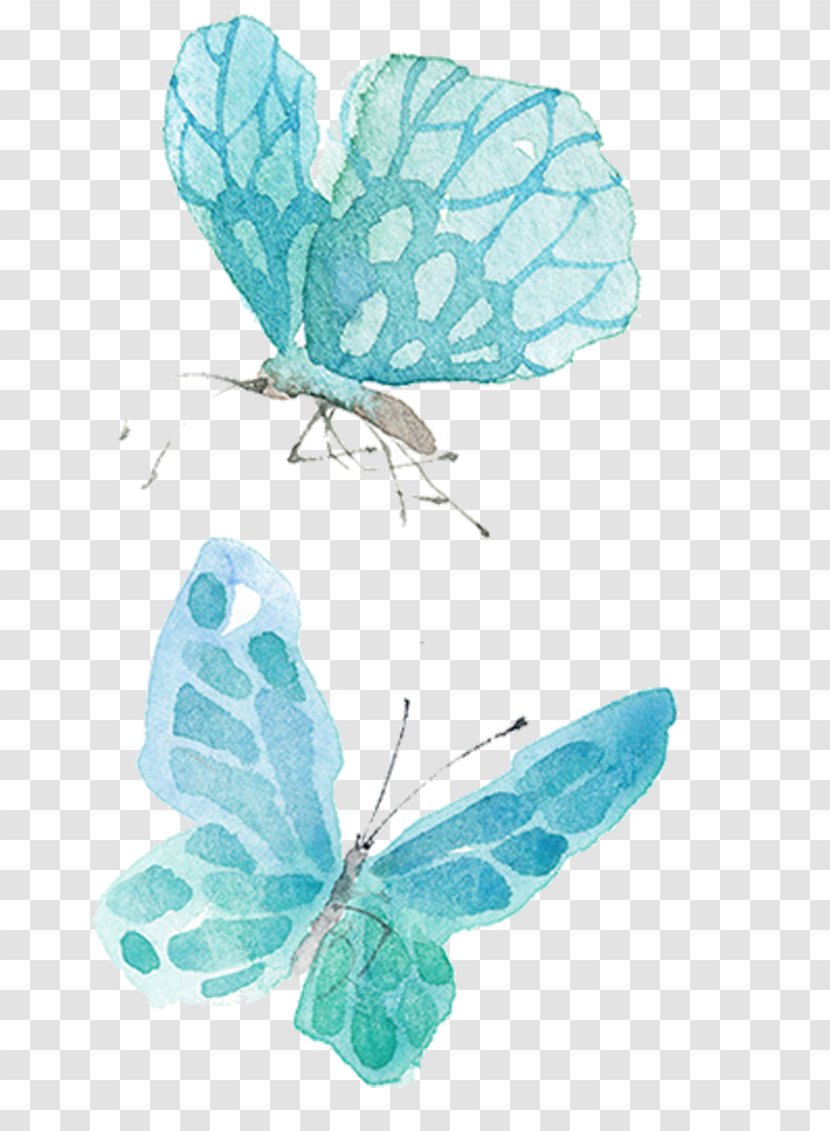 Watercolor Painting Drawing Illustration - Art - Blue Butterfly Transparent PNG