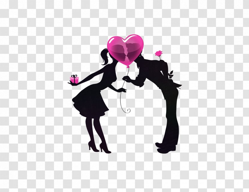 Wall Decal Valentines Day International Kissing Clip Art - Cartoon - Valentine Silhouette Transparent PNG