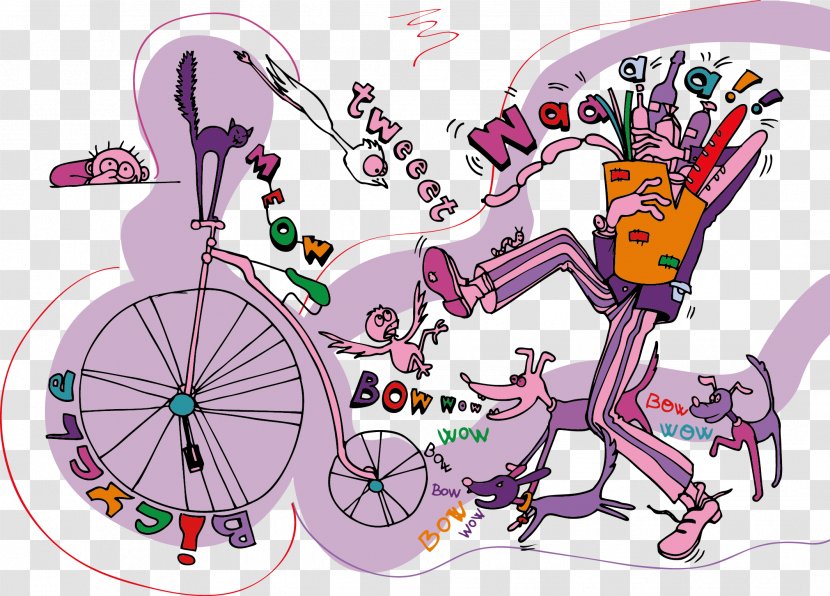 Postcard Paper Dog Bicycle Penny-farthing - Sports Equipment - Vector Bike Transparent PNG