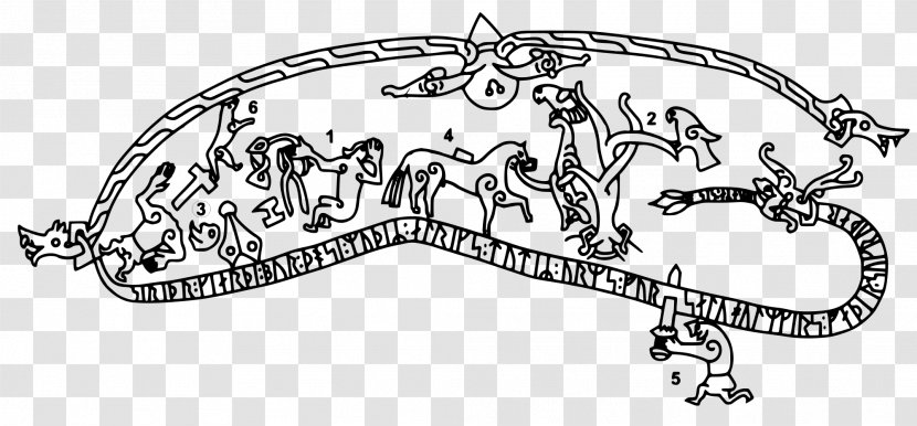 Dragon Background - Runestone - Line Art Vikings Transparent PNG