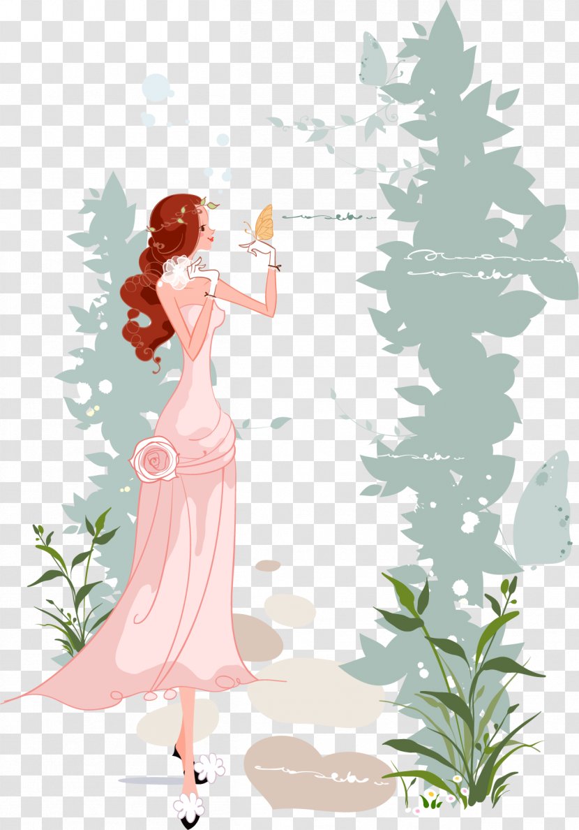 Marriage Bride Illustration - Tree - Vector Hand-painted Transparent PNG