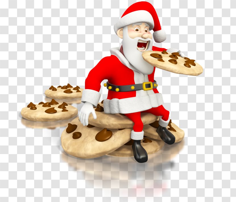 Santa Claus Chocolate Chip Cookie Biscuits Christmas Eating - Figurine - Quick As A Dog Can Lick Dish Transparent PNG