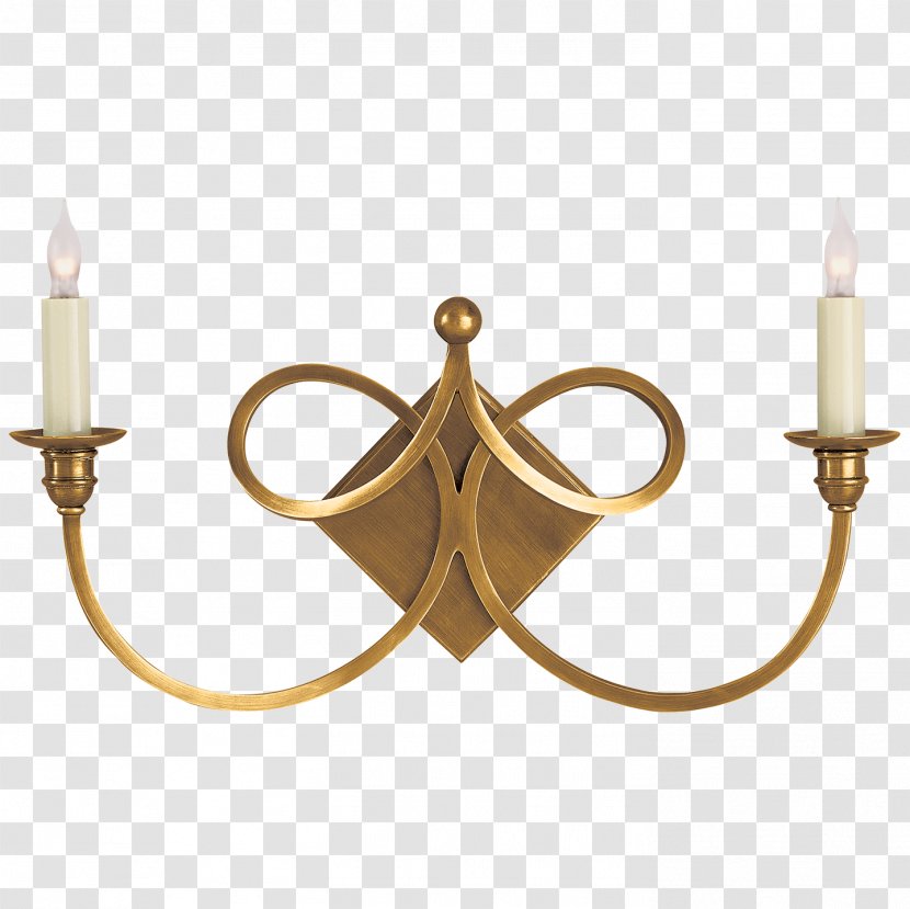 Lighting Sconce Visual Comfort Probability Light Fixture - Brass - Double Transparent PNG
