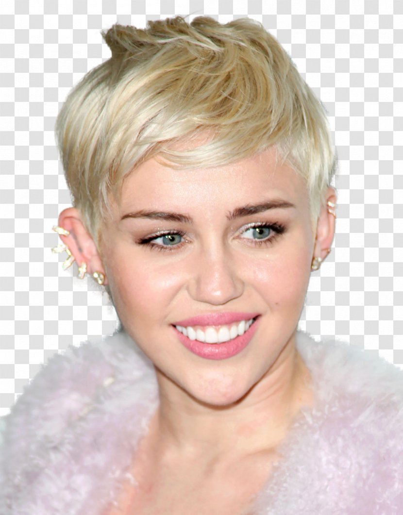 Miley Cyrus Pixie Cut Hairstyle Hair Coloring Bangs - Watercolor Transparent PNG