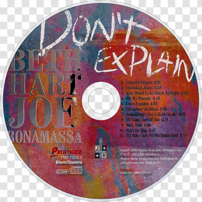 Don't Explain Musician Compact Disc STXE6FIN GR EUR DVD - Joe Bonamassa - Beth Hart Bang Boom Transparent PNG