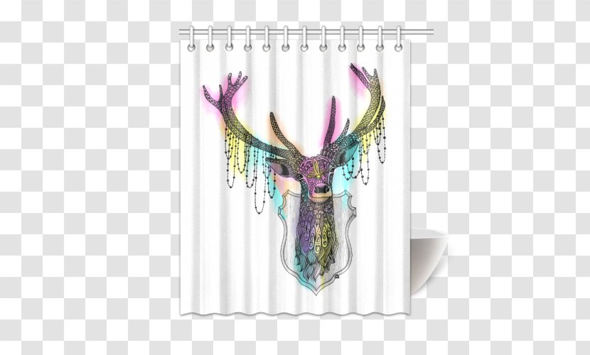 Douchegordijn Shower Curtain Textile Bathtub - Purple - Deer Watercolor Transparent PNG