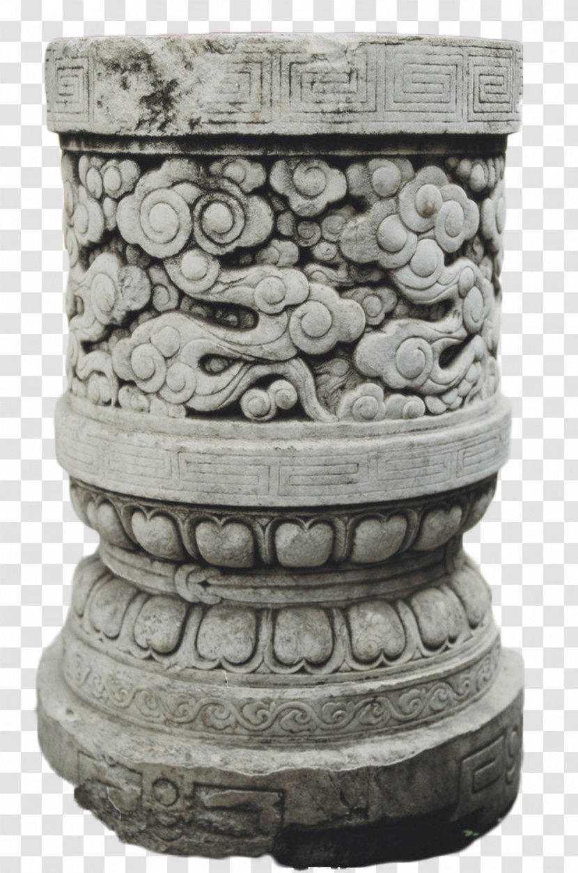 Stone Sculpture Column - Carving - Chinese Wind Cylindrical Transparent PNG