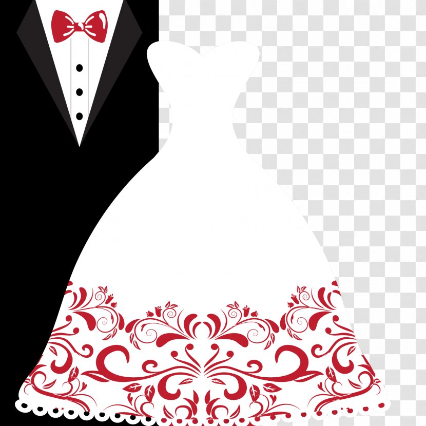 Wedding Invitation Bridegroom Dress Clip Art - Illustration - Vector Bride And Groom Suits Transparent PNG