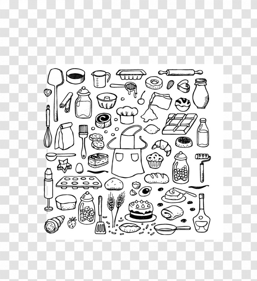 Bakery Drawing Doodle Cooking - Chef - Vector Bottle Shovel Transparent PNG