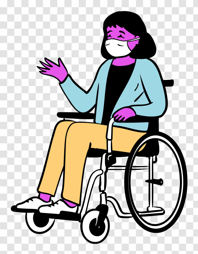 Woman Wheelchair Medical Mask Transparent PNG