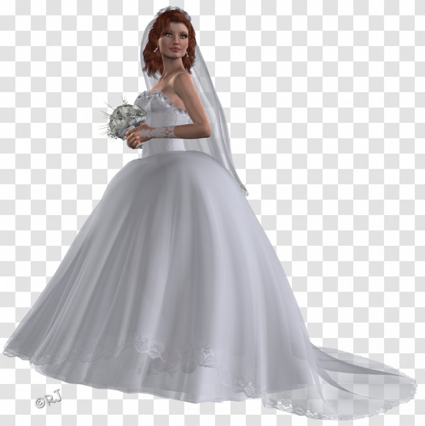 Wedding Dress Shoulder Party Satin - Watercolor - Valentines Day Painted The Bride And Groom Transparent PNG