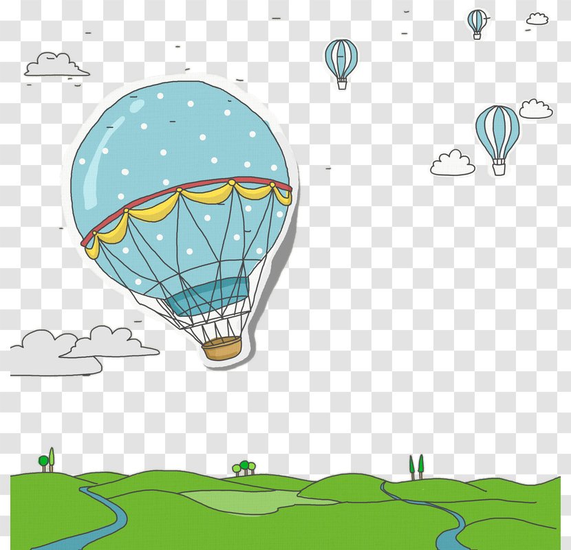 Hot Air Balloon Drawing - Ballooning - Hand-drawn Cartoon Transparent PNG