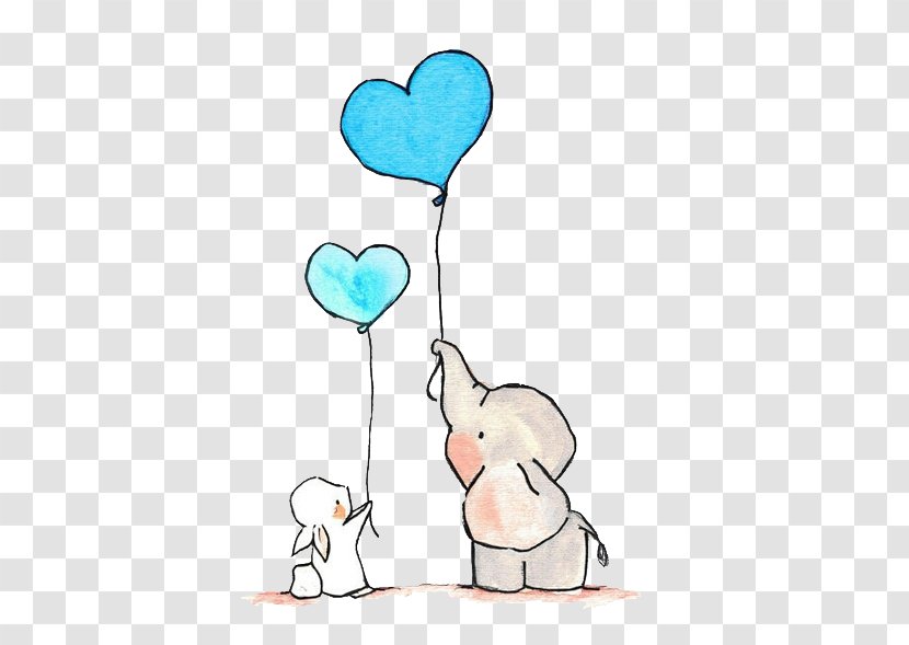 Tattoo Child Love - Cartoon - Small Elephant And Bunny Transparent PNG