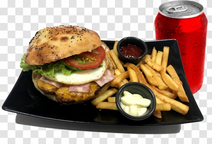 French Fries Hamburger Cheeseburger Full Breakfast Sandwich - Bacon Transparent PNG
