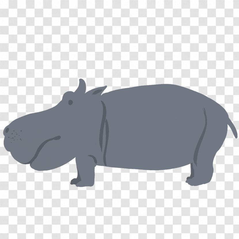 Hippopotamus Pig Animal Mammal - Black And White - Kaba Transparent PNG