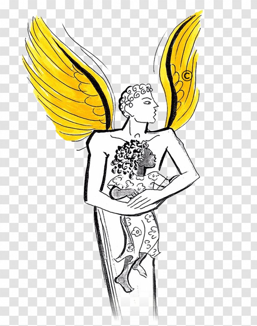 Sketch Fairy Illustration Music Visual Arts - Fictional Character - Kneeling Angel Transparent PNG