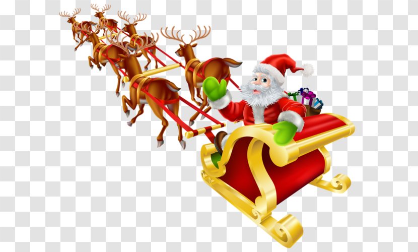 Santa Claus Sled Christmas Reindeer - S - Clause Vector Transparent PNG