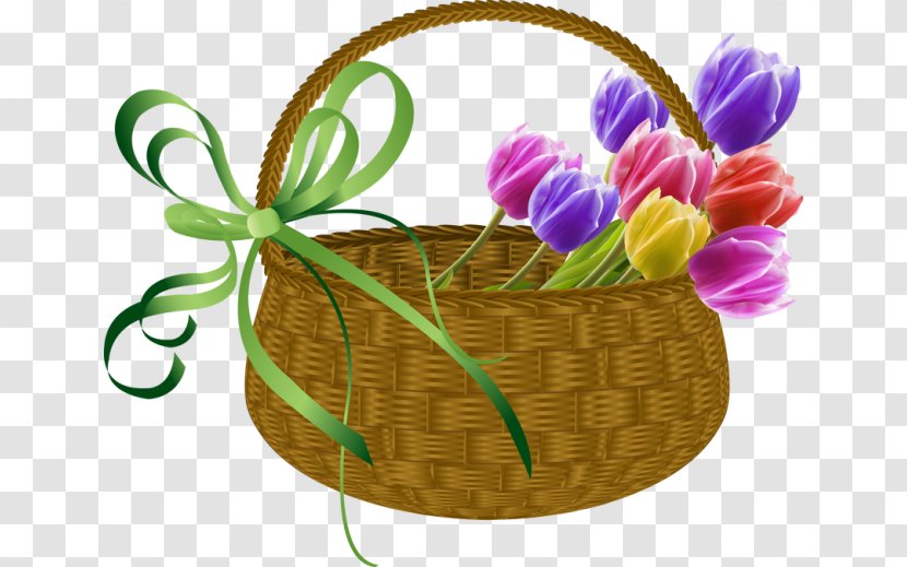 Basket Flower May Day Clip Art - Tulips Transparent PNG