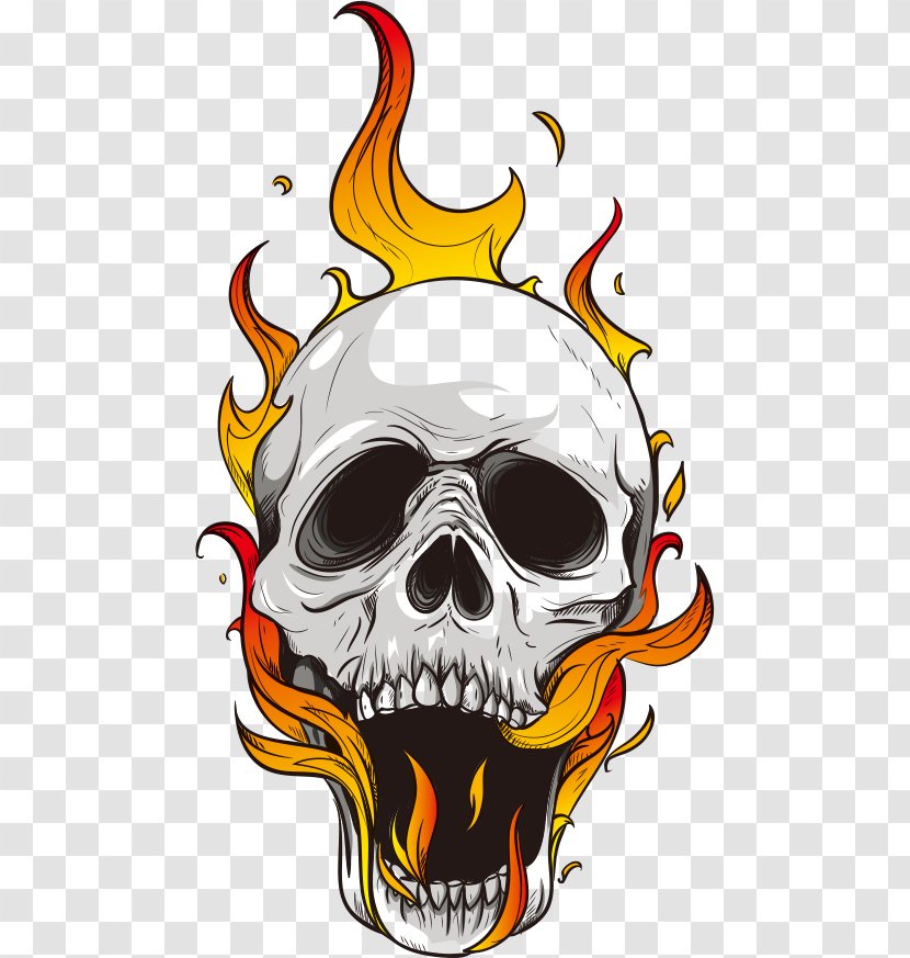 Flame Skull Computer File - Bone - Vector And Flames Transparent PNG