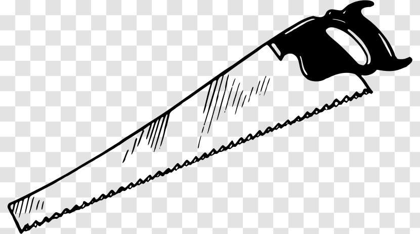 Crosscut Saw Hand Saws Drawing Clip Art - Weapon - Black And White Transparent PNG