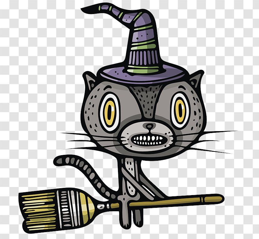 Halloween Boszorkxe1ny Witchcraft Drawing Illustration - Witch Hat - Cat Transparent PNG