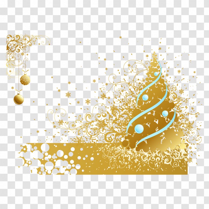 Christmas Tree Euclidean Vector - And Golden Ribbon Transparent PNG