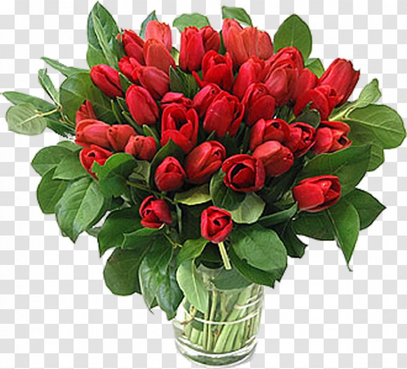 Tulip Red Flower Bouquet Valentine's Day - Lilium Transparent PNG