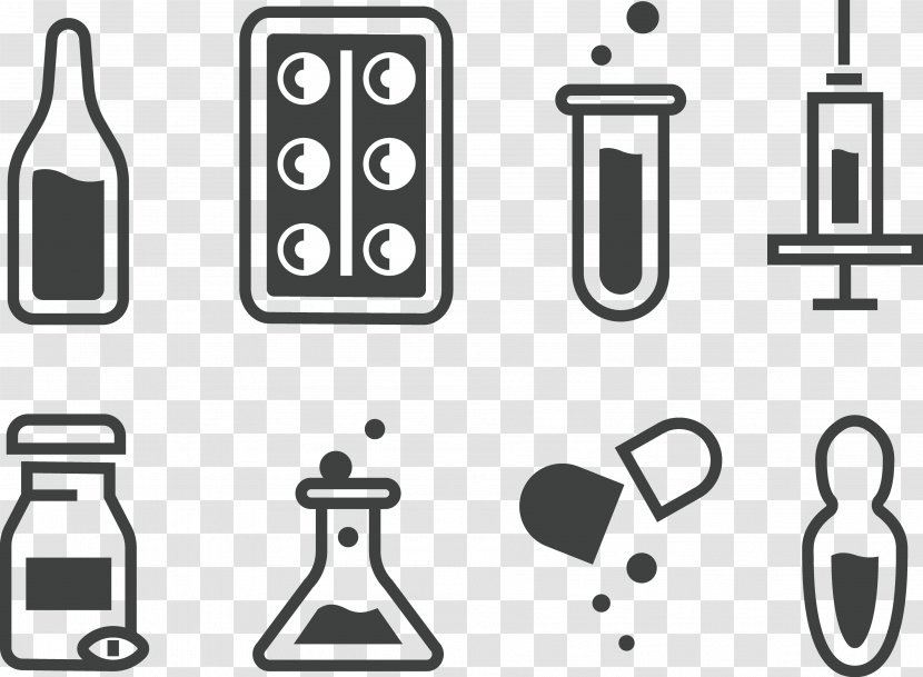 Chemistry Hospital Icon - Black And White - Chemical Clinical Needle Tablets Transparent PNG