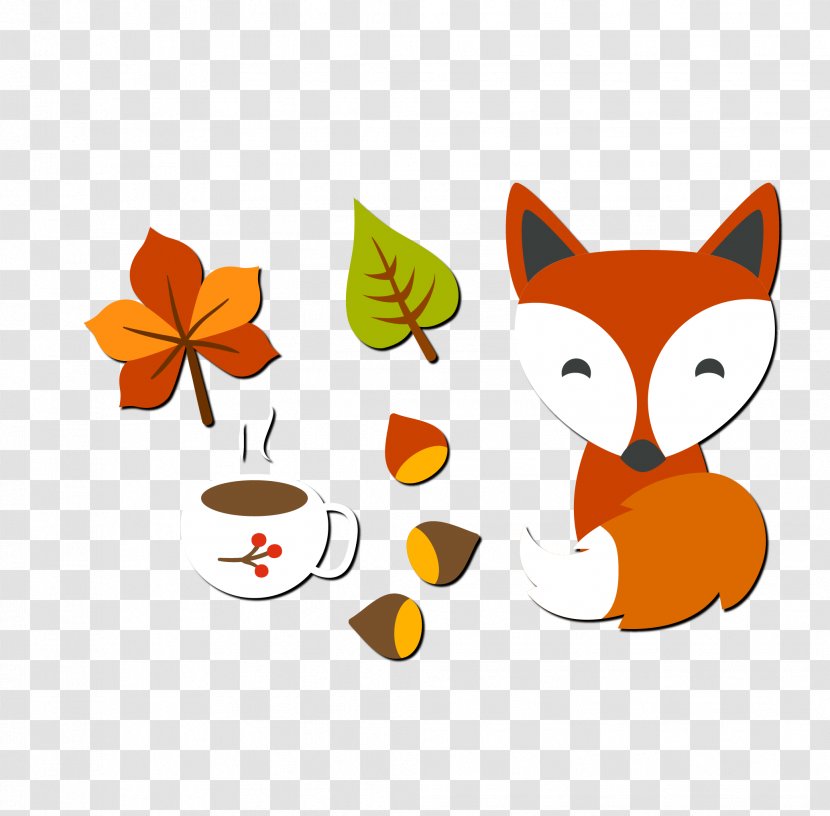 Cartoon Autumn - Child - Maple Cute Fox Transparent PNG