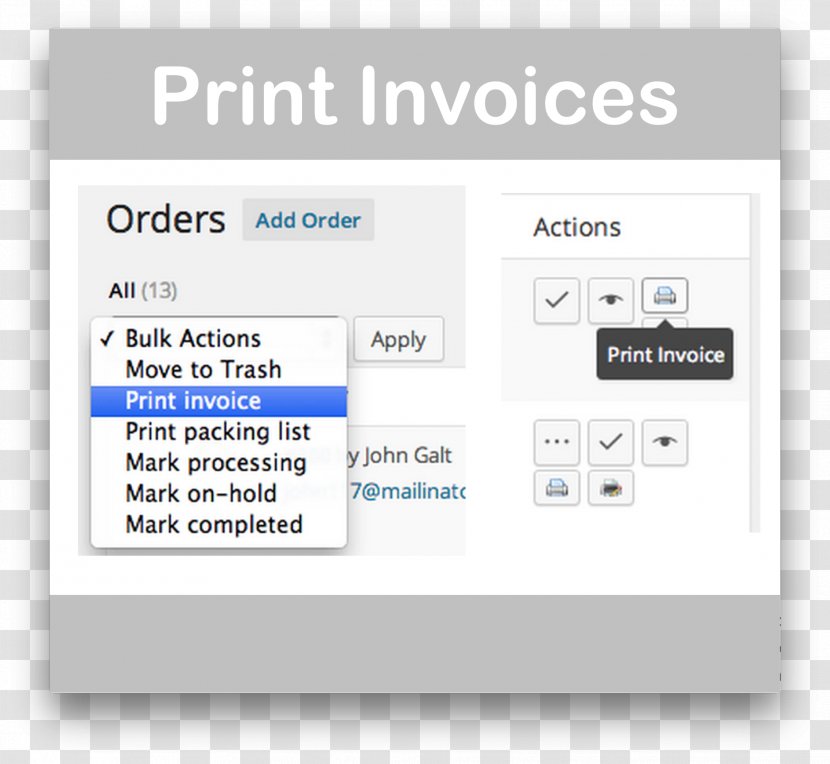 Email Invoice Plug-in Printer Receipt - Woocommerce Transparent PNG