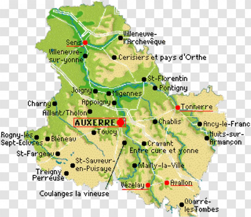 Auxerre Tonnerre Treigny Coulanges-sur-Yonne Map - Geography Transparent PNG