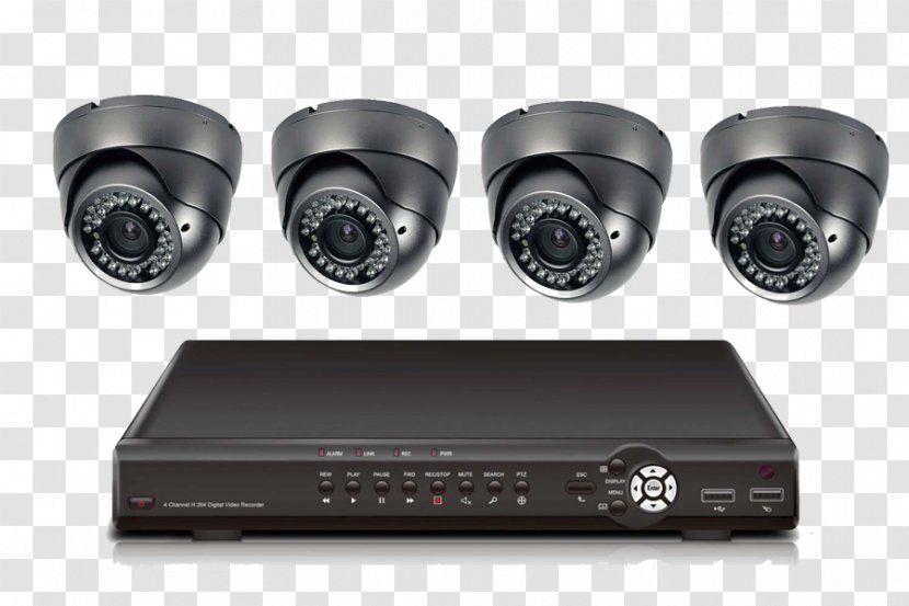 Closed-circuit Television Camera Video Cameras Digital Recorders - Photography - Cctv Dvr Kit Transparent PNG