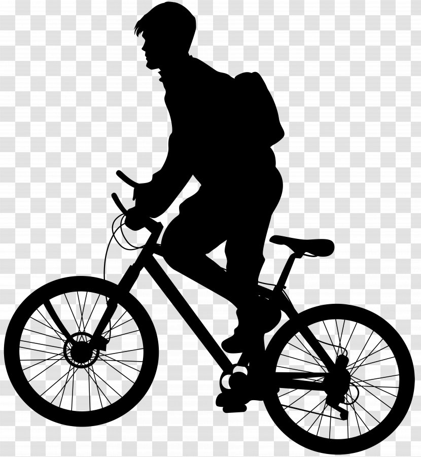 Electric Bicycle Cycling Suspension Clip Art - Tandem - Man Riding Silhouette Image Transparent PNG