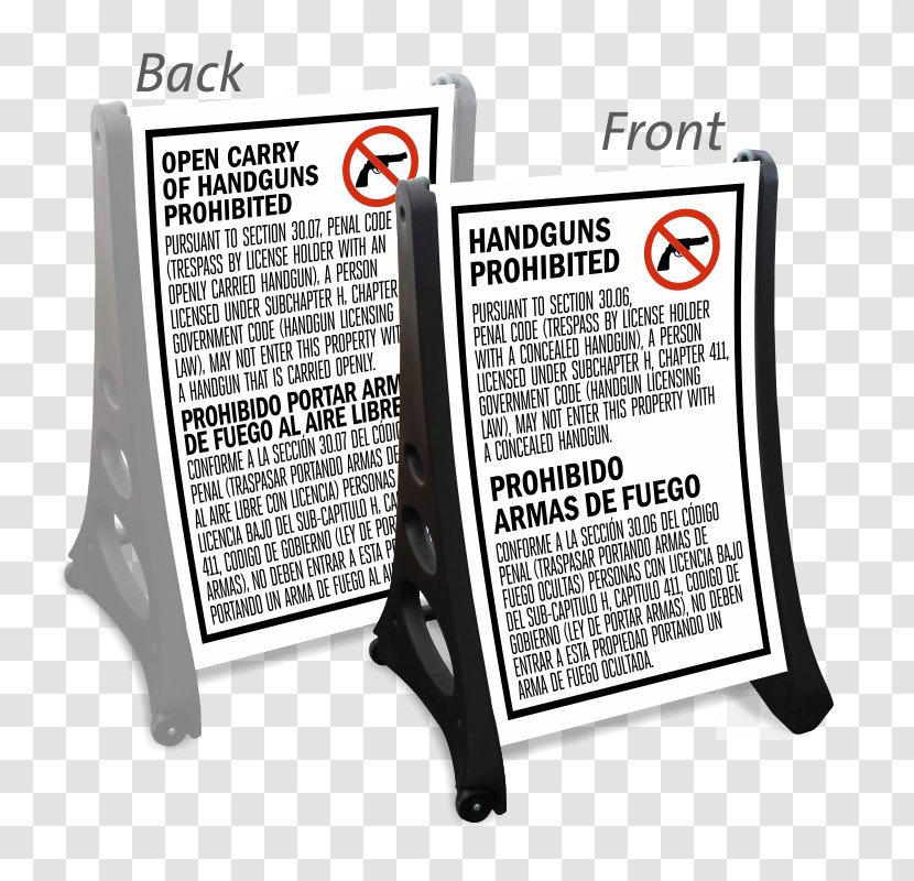 Texas Concealed Carry Weapon Firearm Image - Parking - Traffic Signs Transparent PNG