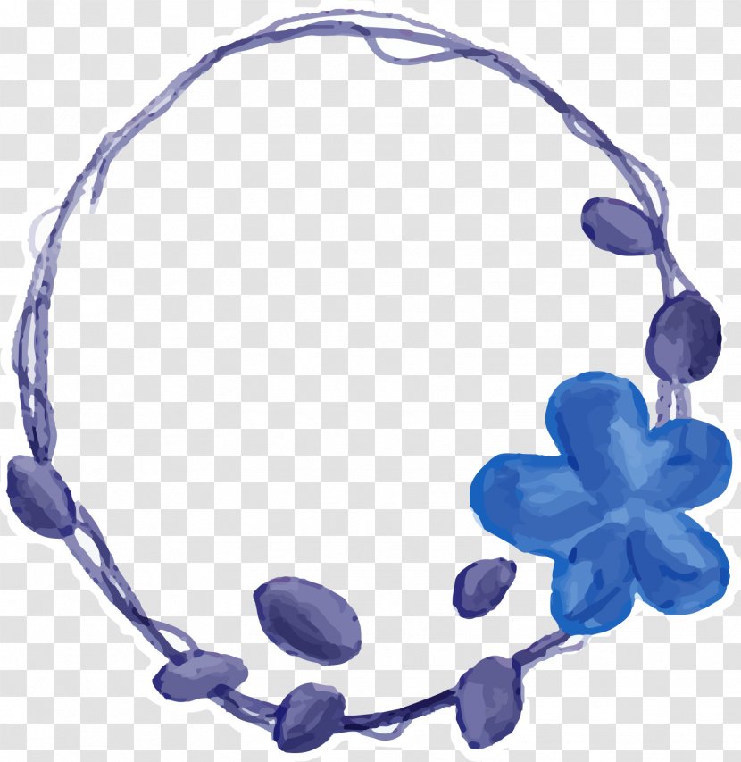 Blue Watercolor Painting Flower - Wreath - Vector Painted Garlands Transparent PNG