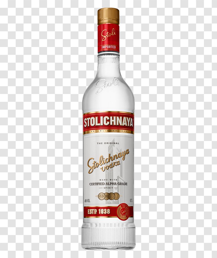 Stolichnaya Vodka Distilled Beverage Wine Bottle - Label - Moscow Mule Transparent PNG